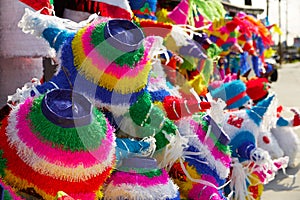 Mexican party pinatas tissue colorful paper photo