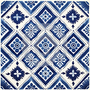 Mexican Pattern Decorative Tile Collection - Blue, 18 X 12 In