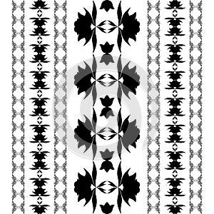 Mexican plaid with decorative flowers. Seamless pattern. Textile. Ethnic boho ornament.