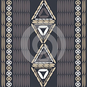 Mexican plaid. Navajo. Seamless pattern. Design with manual hatching. Textile. Ethnic boho ornament.