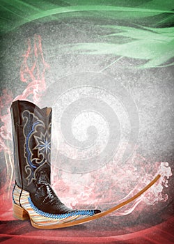 Mexican pointy boot poster - mexican tribal music club dancing template photo