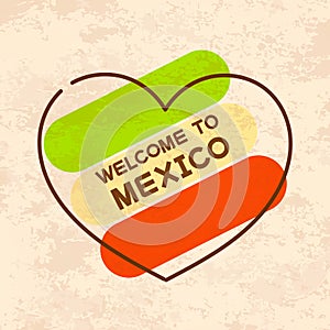 Mexican Poster In Retro Style. Welcome To Mexico Vector Illustration
