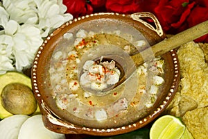 Mexican Pozole Dish Top View photo