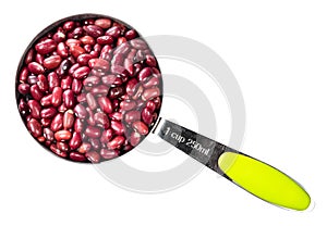 Mexican red beans in measuring cup cutout