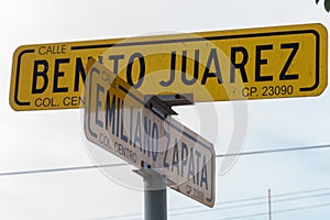 Mexican road street sign juarez zapata