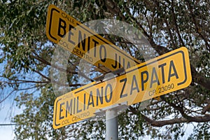 Mexican road street sign juarez zapata