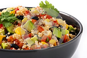 Mexican salad with quinua in bowl.Close up