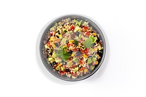Mexican salad with quinua in bowl.Top view photo