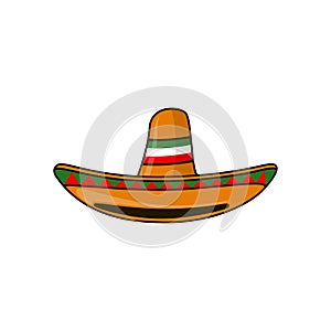 Mexican sambrero feast for Cinco De Mayo. Hand drawn sticker designs. Vector illustration isolated on white background. photo