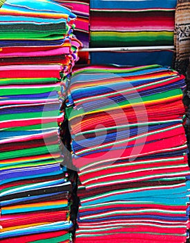 Mexican serape colorful stacked handcrafts