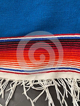 Mexican Serape Jorongo Blanket Shawl with Fringe Vertical