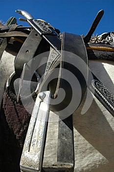 Mexican show saddle with sword