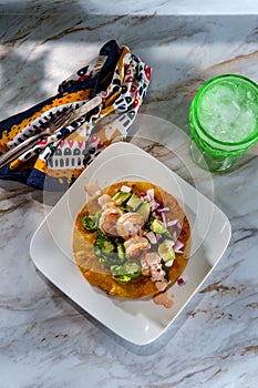 Mexican Shrimp Tostada Taco