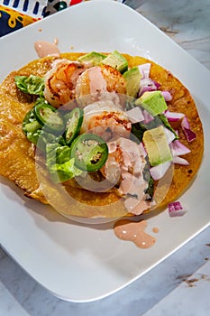 Mexican Shrimp Tostada Taco