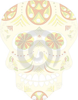 Mexican skull, Day of the Dead, souls of dead, skull on white background