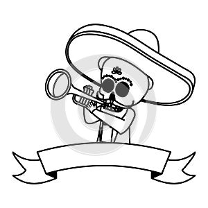 mexican skull mariachi playing trumpet