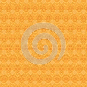 Mexican skulls pattern and orange background vector design