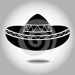 Mexican sombrero black white design icon