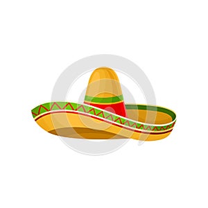 Mexican sombrero hat vector Illustration on a white background