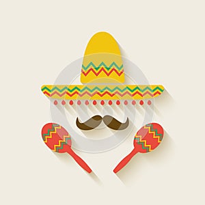 Mexican sombrero and maracas