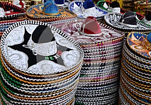 Mexican sombreros in gift shop