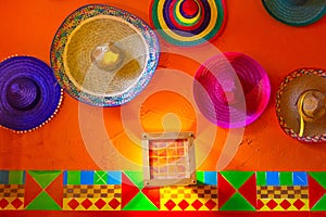 Mexican sombreros on the wall photo