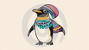 Mexican Style Penguin Vector Art for Creative Projects