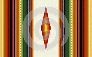 Mexican style seamless pattern. Stripes background in yellow, red and green colors. Vector serape design.