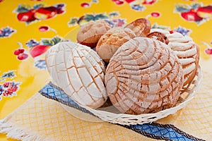 Mexican Sweet bread assorted in Mexico, traditional breakfast bakery photo