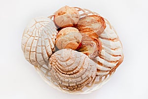 Mexican Sweet bread assorted in Mexico, traditional breakfast bakery photo