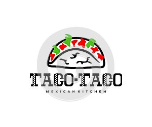 Mexican taco and carnitas, food, logo design. Restaurant, catering, food truck and street food, vector design