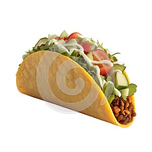 Mexican Taco with Meat, Vegetables, and Sauce