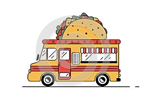 Mexican taco street food truck on wheels