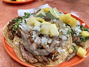 Mexican tacos al pastor for dinner