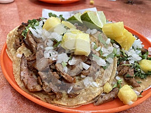 Mexican tacos al pastor for dinner