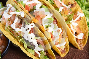 mexican tacos with guacamole jalapeno pepper salad typical tex mex cuisine