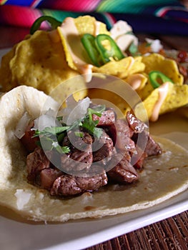 Mexican tacos with nachos