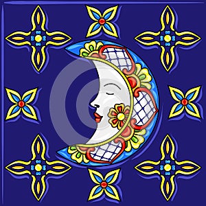 Mexican talavera ceramic tile pattern.