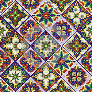 Mexican talavera ceramic tile pattern. Ethnic folk ornament.