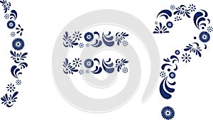 Mexican talavera symbols and numbers floriture pattern illustration set 6