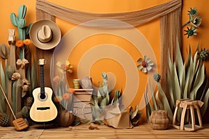 Mexicano tema decoración aplastar pastel aniversario fondo, accesorios solo 