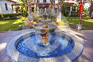 Mexican Tile Fountain Garden Mission San Buenaventura Ventura Ca photo