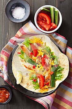 Mexican tortilla with chicken breast and vegetables