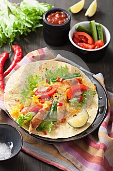 Mexican tortilla with chicken breast and vegetables