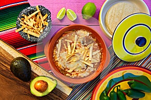 Mexican tortilla soup and aguacate photo