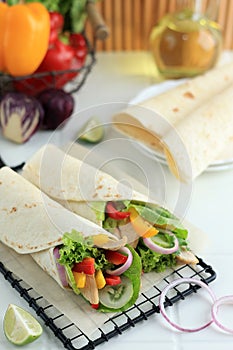 Mexican Tortilla Wrap with Roasted Breast Chicken