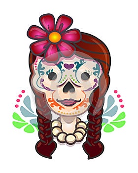 Mexican traditional catrina cartoon