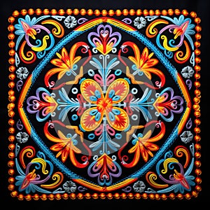 Mexican traditional pattern ethnic embroidery background