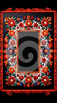 Mexican traditional pattern ethnic embroidery background