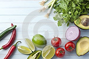 Mexican Vegetables Blue Background